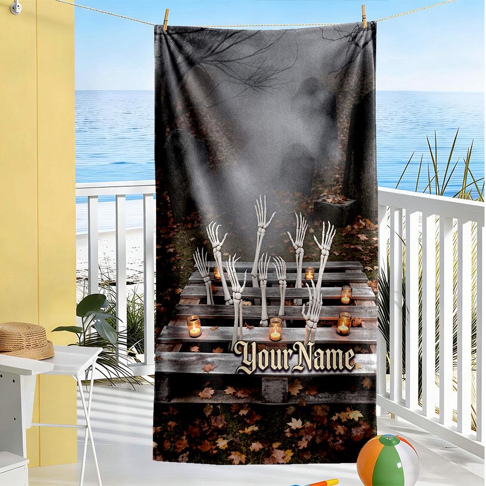 Christmas Nightmare Customized Name Beach Towel High Absorbency & Quick-Dry