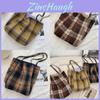 Vintage Plaid Woolen Tote Bag In Yellow Check And Brown Check With Spacious Design For Daily Use