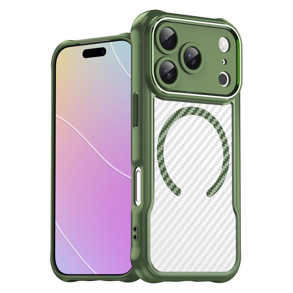 For iPhone 17 Pro Case Compatible with MagSafe Hybrid Phone Cover Carbon Fiber