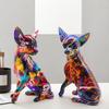 Modern Colorful Chihuahua Resin Decor Figurine Living Room Shelf Office Entryway Home Decoration