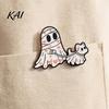 Durable Zinc Alloy Pin Halloween Cartoon Ghost Enamel Brooch, Spooky Metal Lapel Pin, Jacket Sweater Cardigan Coat Suit Scarf Decor, Men Women