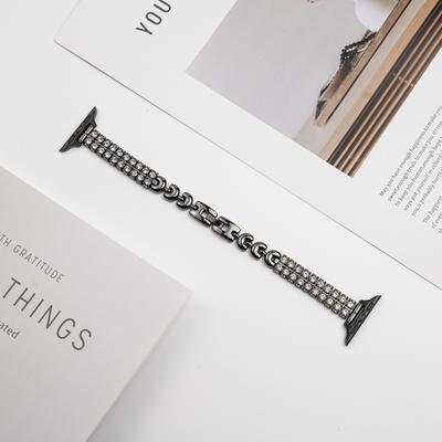 For Apple Watch Series 10 42mm/9 8 7 41mm/SE (2023) SE (2022) SE 6 5 4 40mm/3 2 1 38mm Double Row Rhinestones Metal Watch Strap