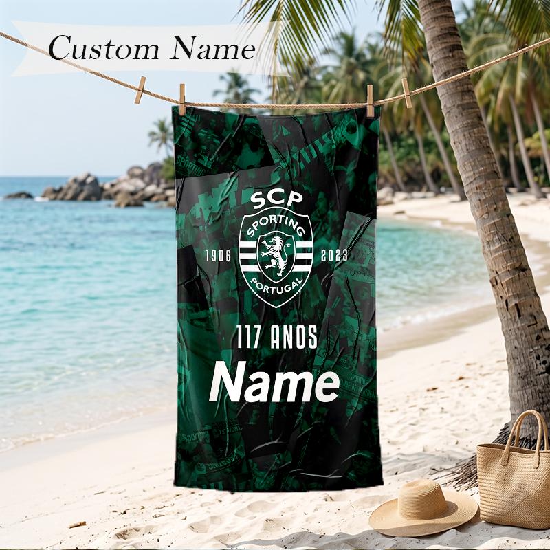 Sporting Clube De Portugal Custom Name Printed Beach Towel Personalized Soft Towel For Swimming Beach Travel