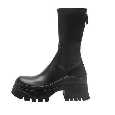 Chelsea Batai Moteriški Ankle Boots Storas Padas Įslystami Ilgi Batai Natūrali Oda Juodi Trumpikės Moteriški Platforminiai Batai