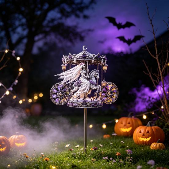 Spooky Lawn Decor for Home Halloween Motorcycle Metal Garden Stake Decor, Iron Yard Art Balcony Stakes, Waterproof Ornament Patio Decoration