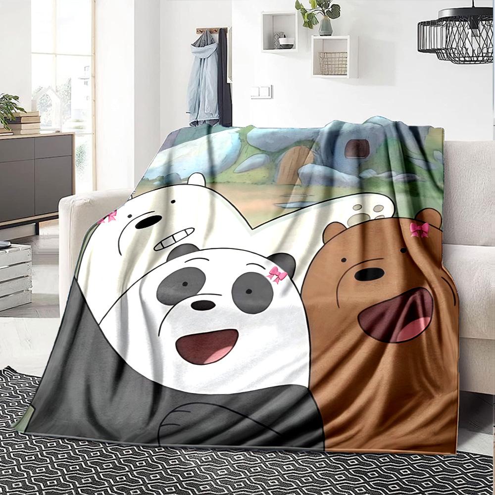 Bare Bears Adventure Flannel Blanket Super Soft Warm Cozy Blanket For Sofa Bed Office Travel Allseason Home Decor Gift