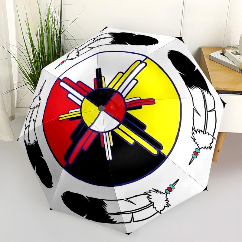 1pc Zia Sun Symbol Automatic Folding Umbrella. Portable collapsible design, Best  birthday festival gift yy250924131