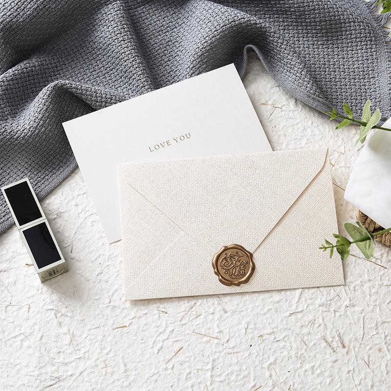 Ręcznie pisana kartka z teksturą juty na każdą okazję: Urodziny, Podziękowania, Nauczyciel, Dzień Matki z pieczęcią woskową