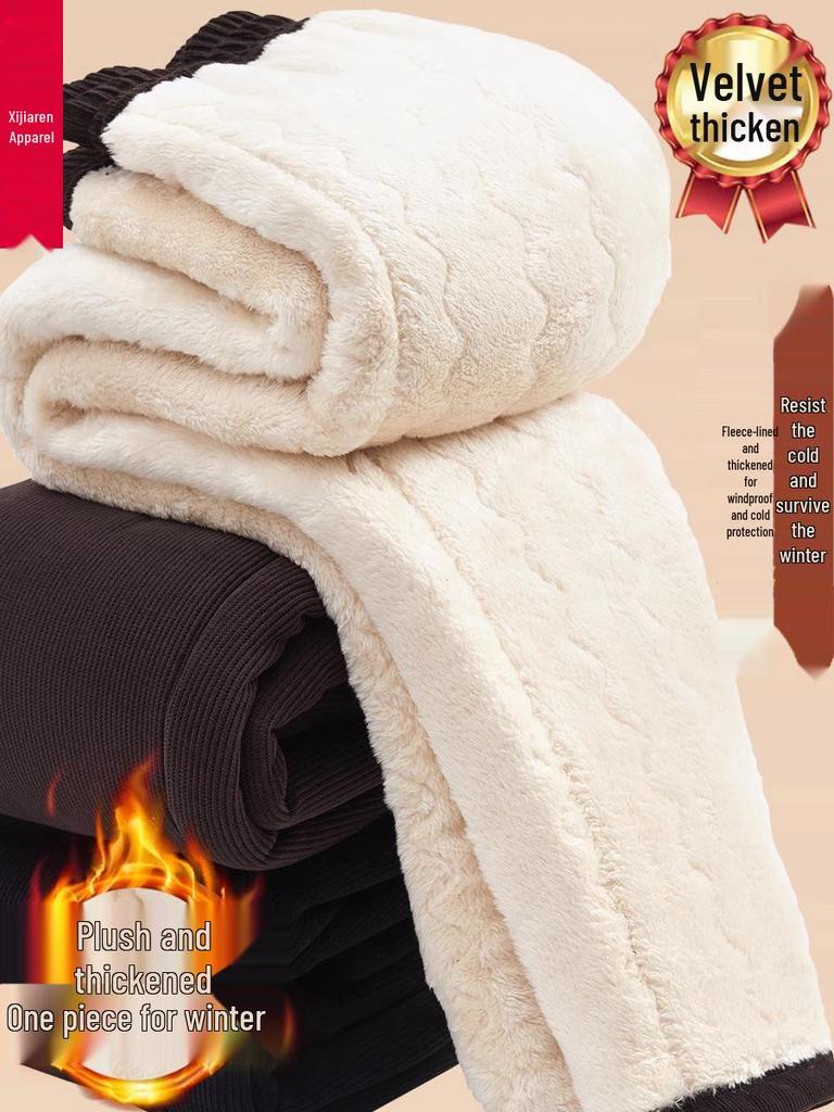 High-Waisted Fleece-Lined Winter Pants for Middle-Aged and Elderly Women