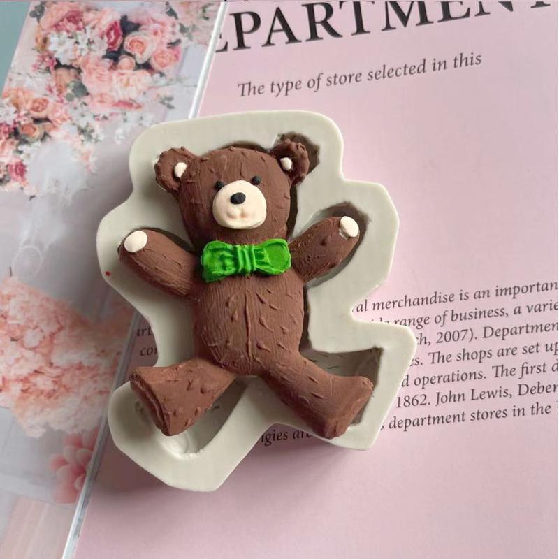 Bears Silicone Mold DIY Bows Bear Face Pillows Silicone Mold Cake Chocolate Decorate Plaster Fudge Sugar Mold