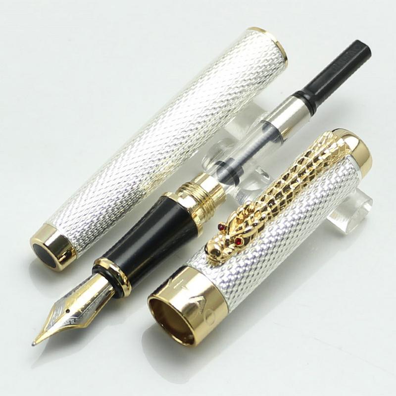 JINHAO 1200 Lusso Alta Qualità Bianco Perla Dorata Colore Drago Ufficio Business Pennino Medio Rollerball Penna Ufficio Business