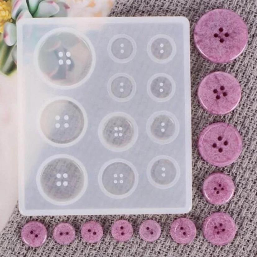 Button Shape Silicone Mold Resin DIY Button Handmade Mold With Hole Pendant Button Non-stick Art Mold Decor Cake Baking Tools