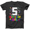 5th Birthday Girl Master Builder 5 Years Old Building Block T-Shirt, Sweatshirt, Hoodie for Men Women Kids Made In Canada Black