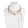 Hip-Hop Style Cross Pendant Necklace, Design Sense Metal Chain Fringed Collarbone Necklace Women