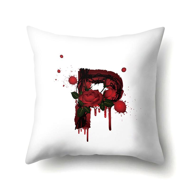 Halloween Polyester Kissenbezug Rose Kopfteil Auto Taille 26 Englische Buchstaben Gedruckter Kissenbezug