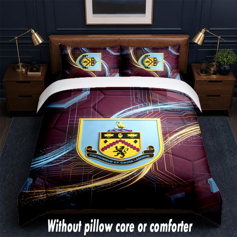 Burnley Football Design Bed Bedding Set 1 Duvet Cover + 2 Pillowcases Soft Breathable Household Bed Linens