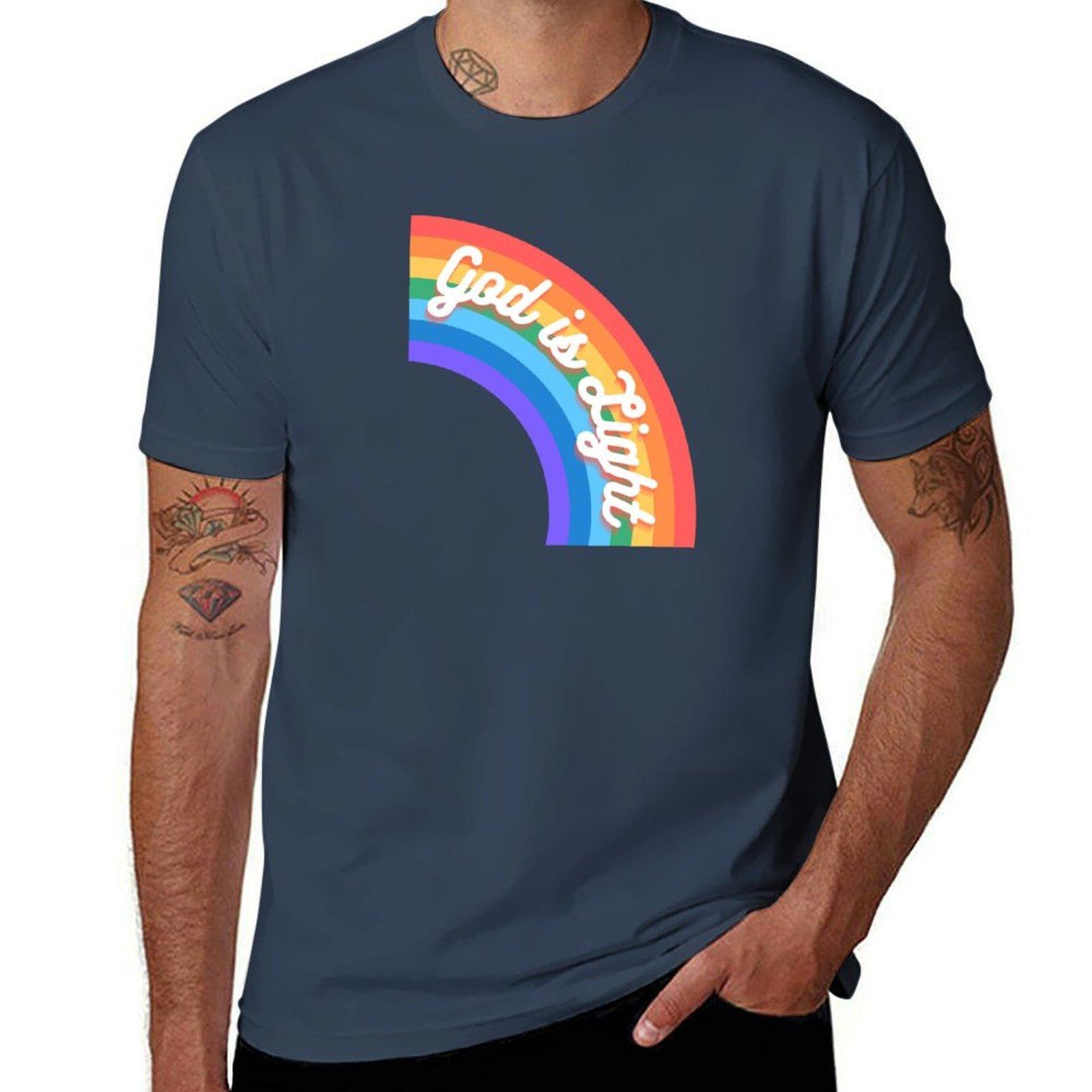 God Is Light Rainbow Tshirt Durable Work Wear Tshirt S