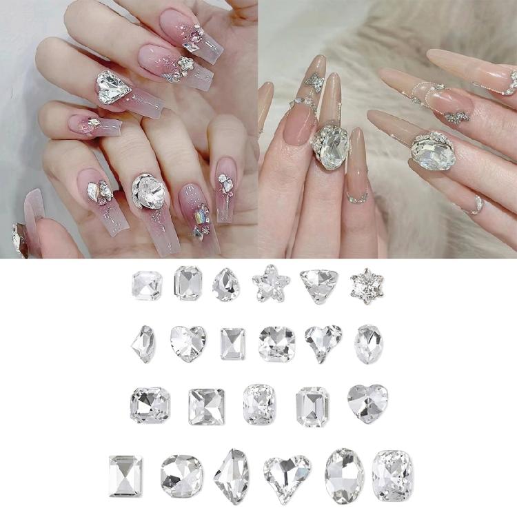 10x Irregular Shape Nail Charms Nail Rhinestones Clear Nail Crystal Gems Charms