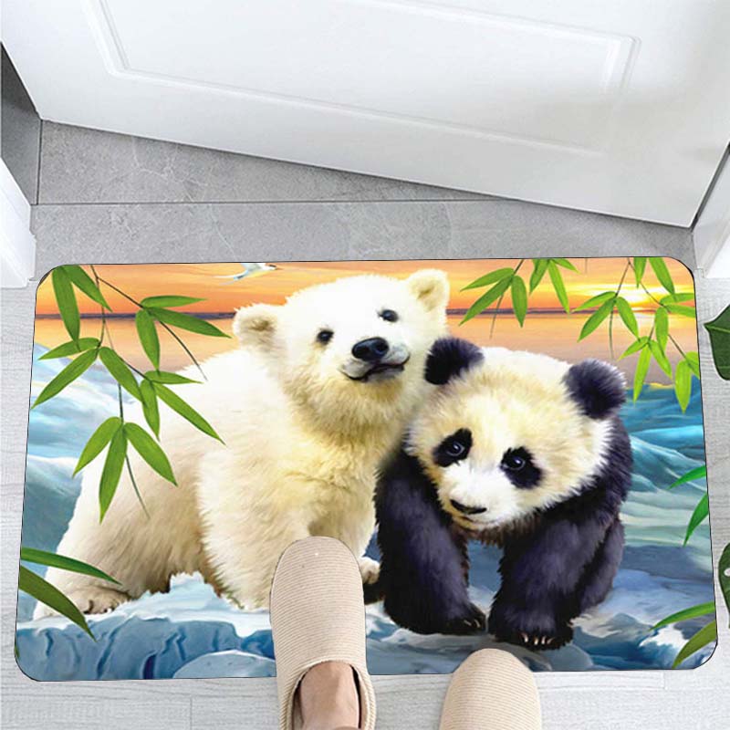 3D Panda Rug Floor Mat Rectangel Kitchen Living Room Rug Animal Carpet Non Slip Area Rugs Cute Carpets