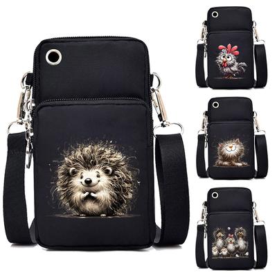 Anime Angry Hedgehog Grafik Mini Cep Telefonu Çantası Kadın Komik Karikatür Çanta Kirpi Sevgilisi Çantası Unisex Küçük Çapraz Çantalar