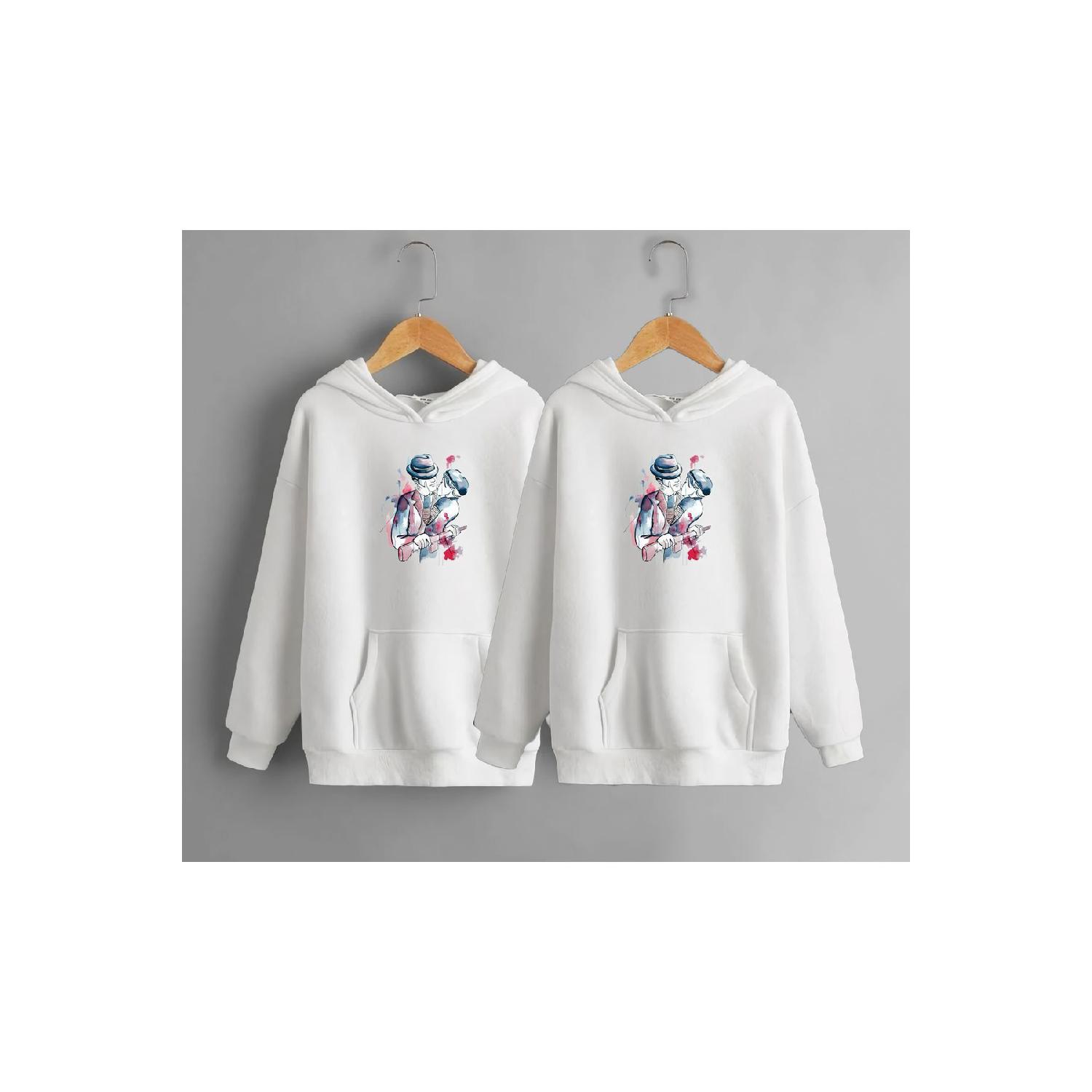 

2 Pieces Lover Combination Sweatshirt With Bonnie And Clyde Printed S білий