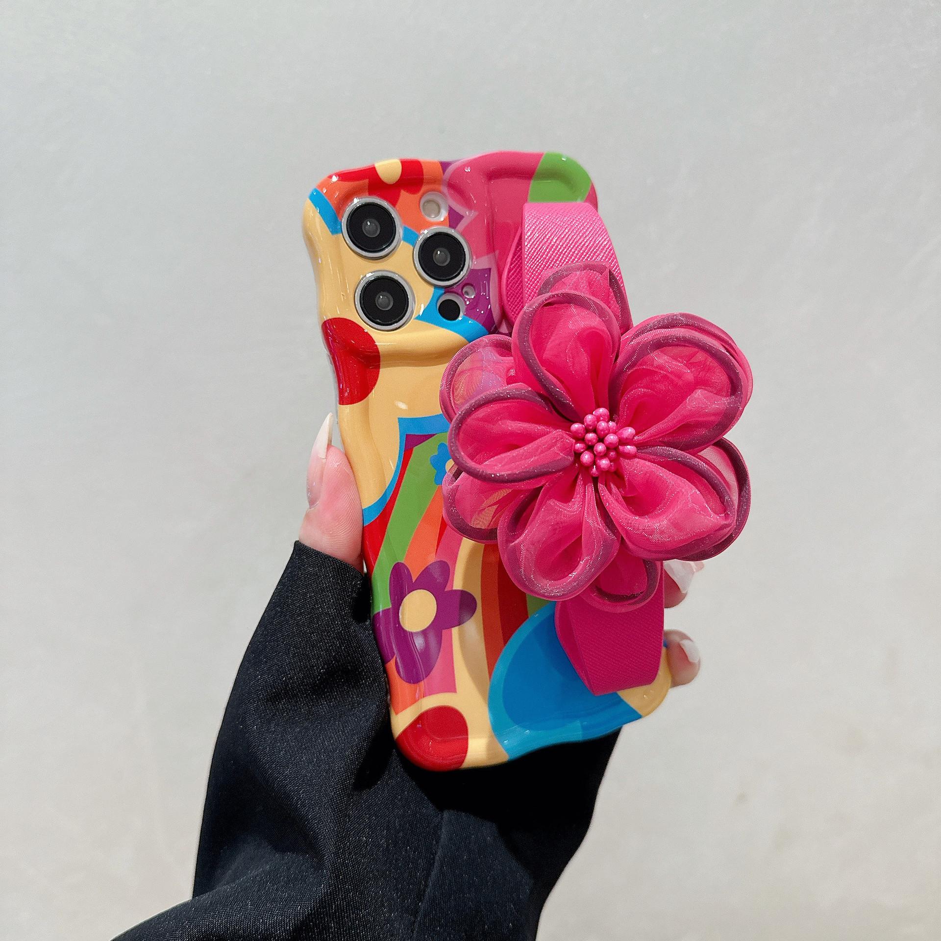 

Цветочный браслет для Apple 16 Чехол для мобильного телефона Messenger Rope IPhone15 Wave 14promax Силиконовый мягкий чехол для женщин iPhone11