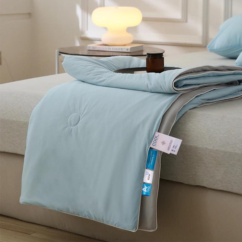 Soft Silky Cool Summer Quilt Double Side Cold & Cooling Fabric Breathable Cooled Air Condition Blanket Summer Thin Comforter