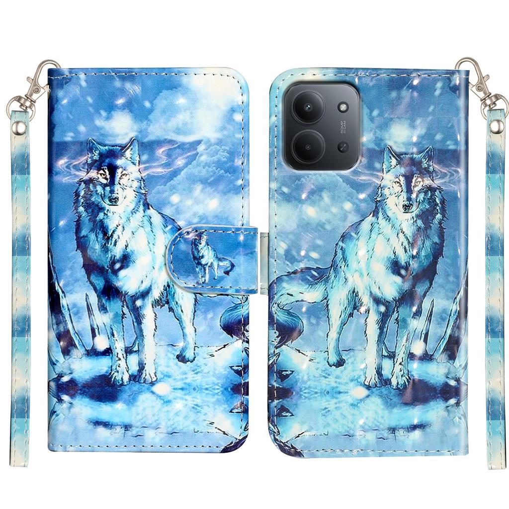 For Xiaomi Redmi 15C 4G (EU) (173mm)/15C 5G (EU) (173mm)/Poco C85 4G (173mm) Case Pattern Print Leather Phone Cover with Strap