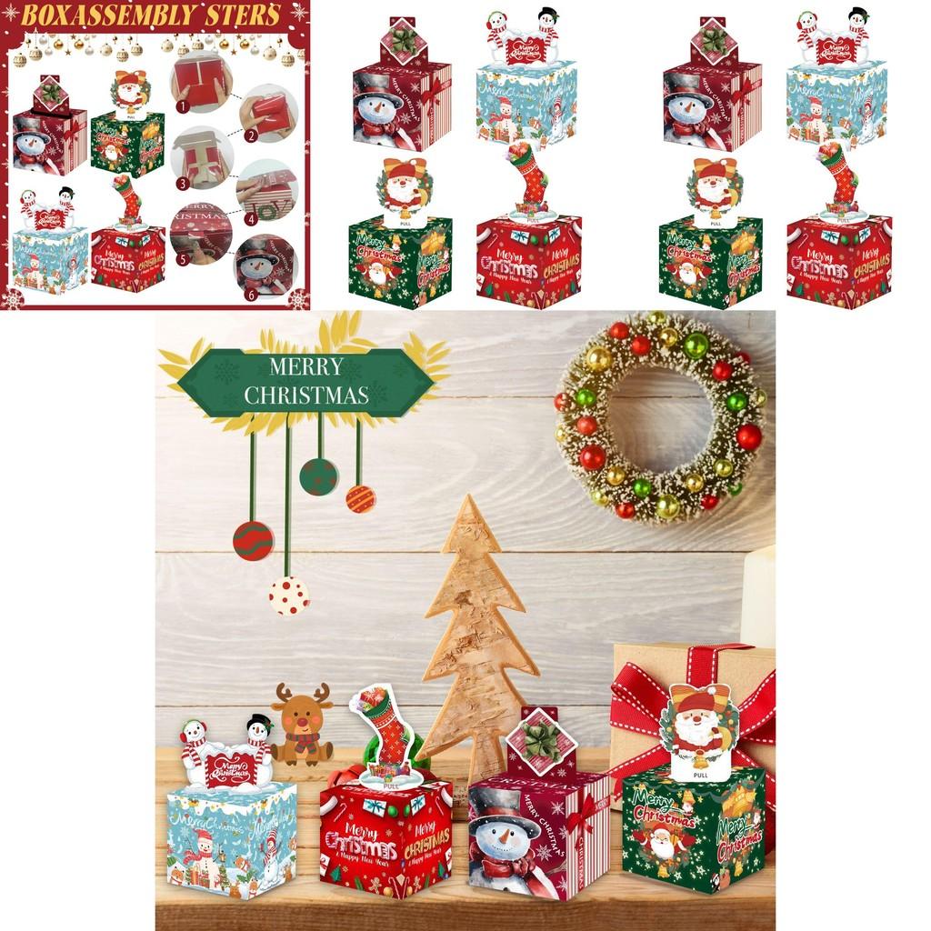 Christmas Themed Pattern Paper Box Set Holiday Decoration Props For Family Gatherings