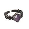 1Pcs Retro Crystal Ring Natural Stone Amethyst White Crystal Handmade Vintage Punk Finger Ring Jewelry Gift