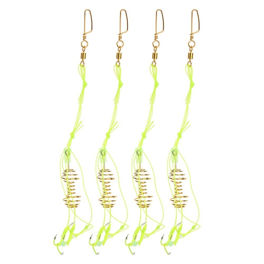 4PCS with Spring Feeder Carp Fishing Lure Hooks PE Carp Jig Hooks Fishing Hook Coarse Fishing 8#