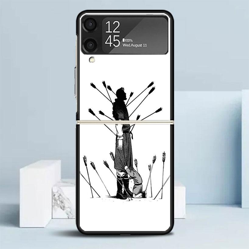 Vinland Saga Schwarze Hülle für Samsung Galaxy Z Flip 7 6 5 4 3 5G Handyhülle Flip7 Flip6 Flip5 Flip4 Flip3 Musterhülle Galaxy Z F