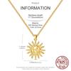 925 Silver Gold Plated Sun Moon Pendant Necklace for Women Fashion Jewelry Gift Anniversary Birthday Present