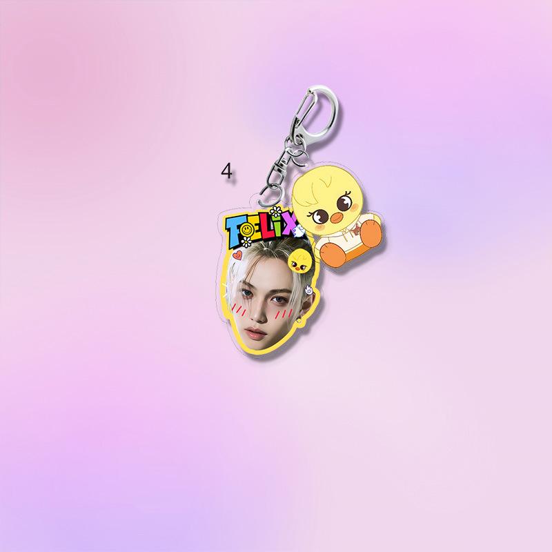 1pc Kpop Stray Kids Acrylic Keychain Cute Cartoon Figure SKZOO Doll Multi Pendant Keyring, Hyunjin Felix Bang Chan Lee Know Bag Charm Accessories
