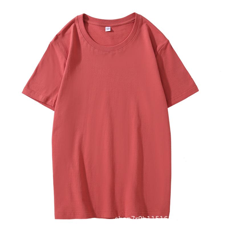 200g Pure Cotton Unisex Crew Neck Short Sleeve Solid Color Trendy T-Shirt