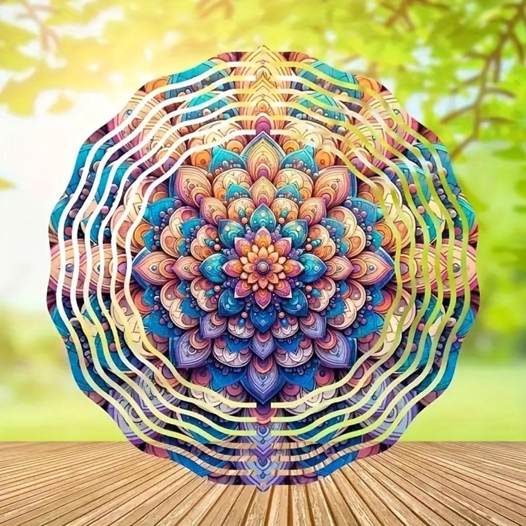 Stainless Steel Wind Spinner 25cm Mandala Wind Chakra Outdoor Garden Decor Kinetic Hanging Sculpture Gift No Battery Needed