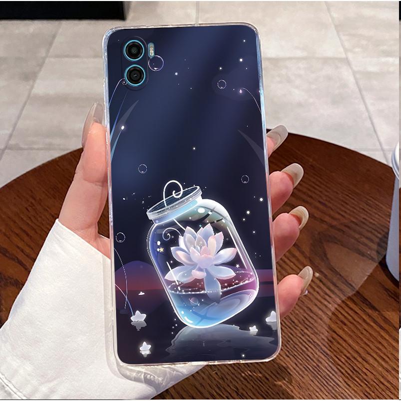 Phone Case For Motorola Moto E22s Soft Silicone TPU Clear Viral Beautiful Painted Pink Sand Beach Casing Shockproof Cover