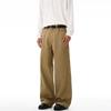 Mens Cotton A-Line Loose Fit Casual Pants Straight Leg Wide Cut Comfortable Everyday Trousers