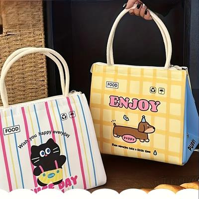 Cartoon Insulated Bags Large Capacity Thickened Aluminum Foil Tote Bag Picnic Parties Convenient Carry-On Travel Thermal Basket