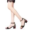 Summer Women Sandals Embroider Ankle Strap Sandal High Heels Dress Shoes Flower Ladies Shoes Sandalias Mujeryu87