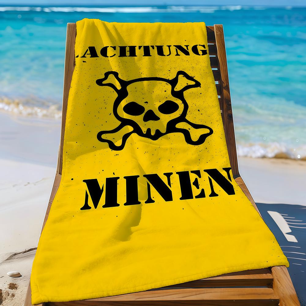 Achtung Minen Metal Signs Towel Soft Pool Gift For Travel Gym Shower Camping Quick Dry Sports Beach Towels
