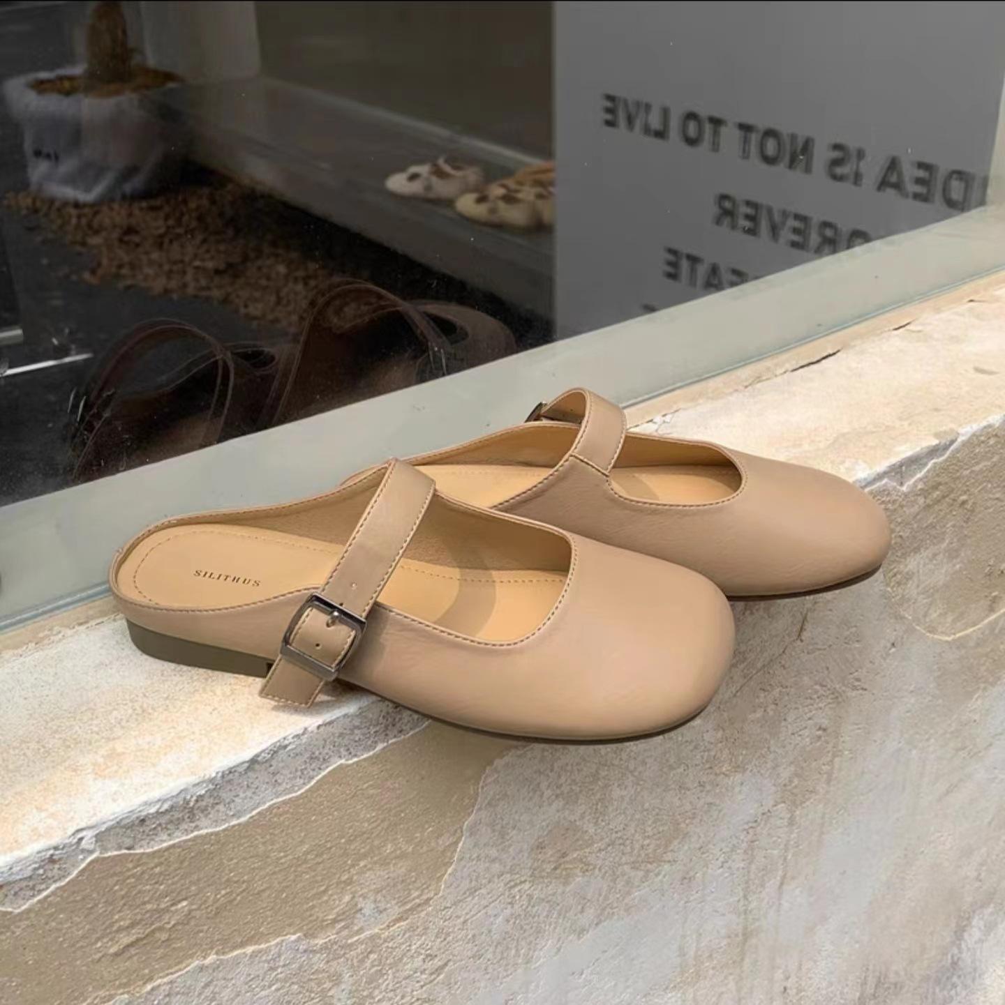 

Туфли на плоской подошве цвета винограда и карамели, кожаные туфли Мэри Джейн, женские туфли 2025 года, новые босоножки с сумкой и головкой 41