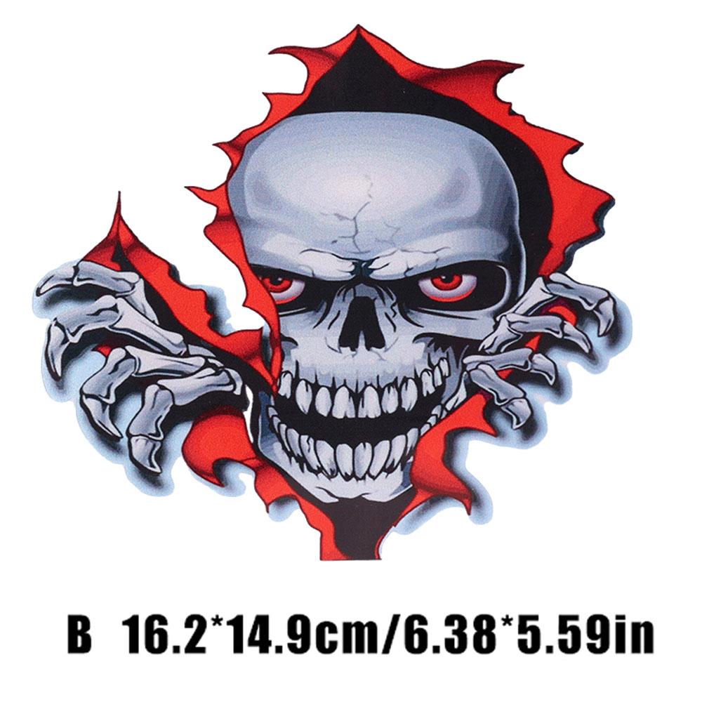 Car Metal Skull Reflective Sticker Horror Peeking Skull Head PET Reflective Film Decal Auto Motorcycle Body Styling Modification