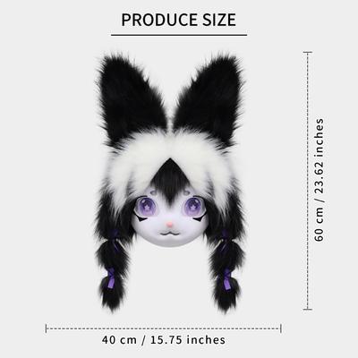 Tête d'Animal Poilue Masque Découpé Fausse Fourrure de Lapin Mascarade d'Halloween Accessoires de Costume Cosplay Casque de Lapin pour Enfants Adultes