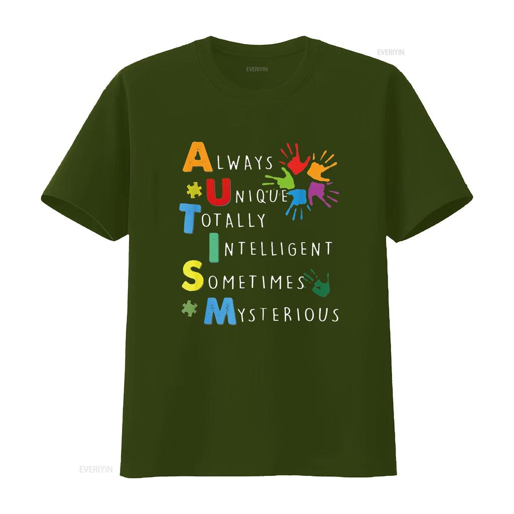 Autism Always Unique Totally Intelligent Sometime Mysterious T Shirt Vintage Washed Soft Homme Unisex Casual Stylish