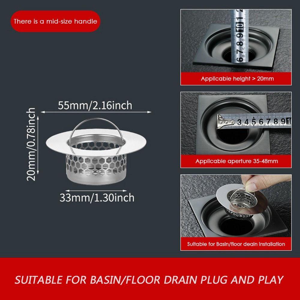 Bathroom Floor Drain Strainer Stainless Steel Sink Anti-clog Filter Mesh Basket Bathroom Hair Catcher Waste Drainer Sink Straine