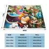 Rayman Abenteuer Spiel Cartoon Gestrickte Decke Lustige Kunst Flanell Überwurfdecke Reise Bedruckt Weich Warm Multifunktionale Teppichfliese