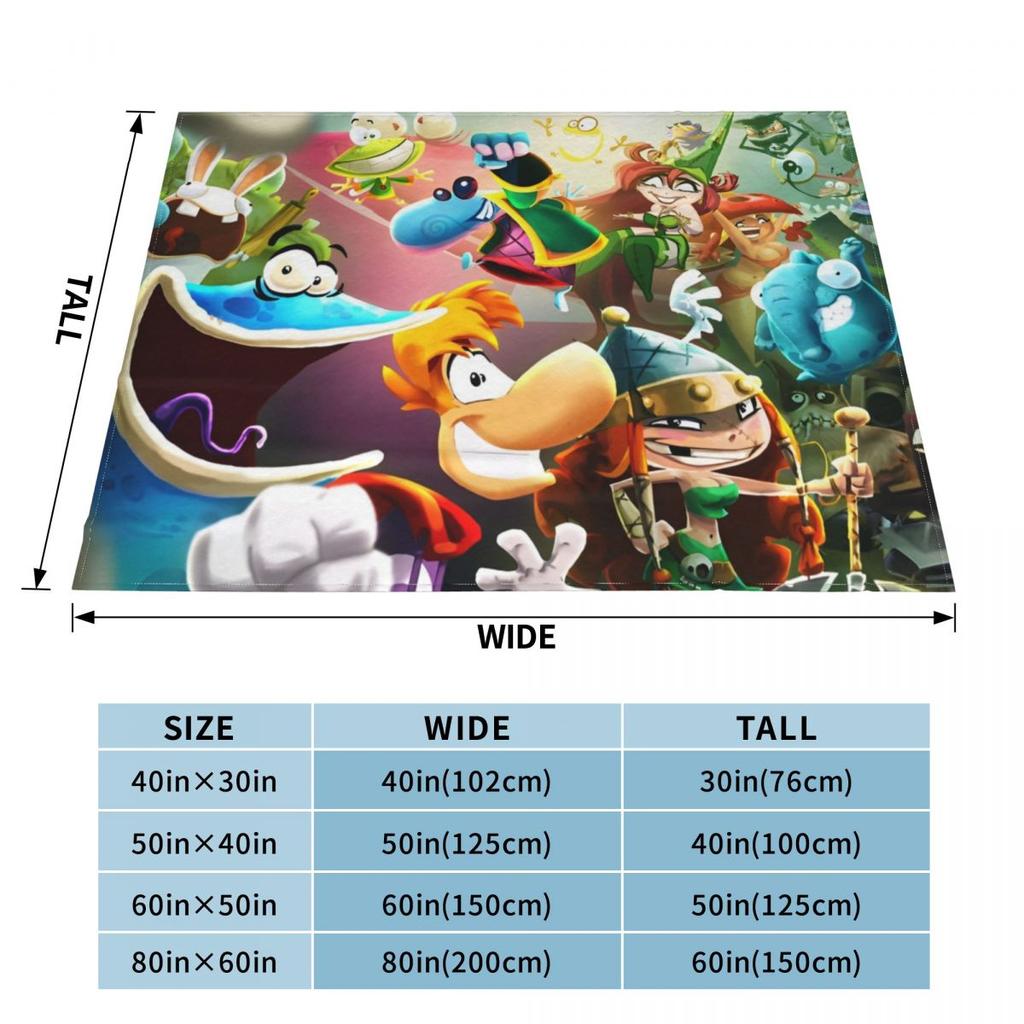 Rayman Abenteuer Spiel Cartoon Gestrickte Decke Lustige Kunst Flanell Überwurfdecke Reise Bedruckt Weich Warm Multifunktionale Teppichfliese
