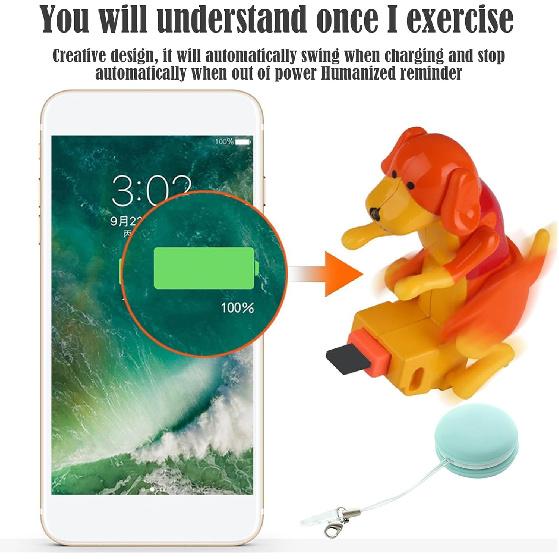 Funny Humping Dog Fast Charger Cable, Anxiety Dog Charger for Iphone, USB Dog Phone Charger That Moves Portable Stray Dog Charging Cable Dog Smart