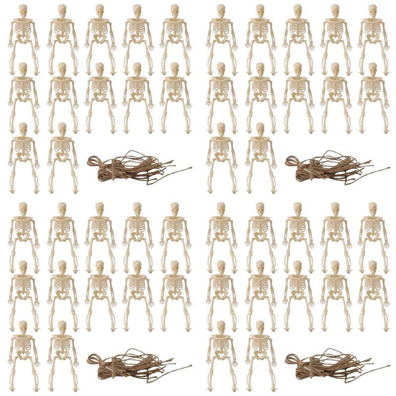 

SHGO-Skeletons For Halloween Decor, 48 Pcs Mini Seleton Figurines Halloween Decoration For Haunted House Accessories Partys